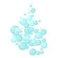 Flat vector Flying bubbles of soap suds. Underwater gas flow in water.