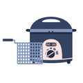 Flat vector fryer icon, deep frying machine