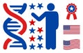 Flat Vector Genome Engineer Icon in American Democratic Colors with Stars