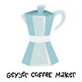 Flat vector geyser cofee maker. Alternative methods of brewing coffee. Coffee culture Royalty Free Stock Photo