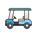 Isolated Blue Golf Cart Illustration with Black Outlines on White Background Royalty Free Stock Photo