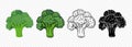 Flat Vector Green Broccoli Icon Set. Design Template of Fresh Cartoon Broccoli, Detailed Vector Illustration Royalty Free Stock Photo