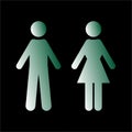 Flat vector: green silhouettes of man and woman. Isolated sign, symbol on a black background.