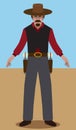 Flat Vector Gunslinger Royalty Free Stock Photo