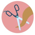 Flat vector hairdressing scissors cut blond hair