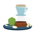 Flat vector hario with a green apple. Alternative methods of brewing coffee. Coffee culture Royalty Free Stock Photo
