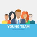 Flat vector human relations HR concept: young team staff Royalty Free Stock Photo