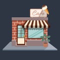 Flat vector ice cream cafe icon