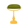 Flat vector icon of banker`s lamp. Office decor element. Electric desk lamp with yellow brass stand and green glass Royalty Free Stock Photo