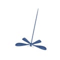 Flat vector icon of blue dragonfly. Small fast-flying insect with long body and two pairs on wings. Fauna theme