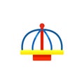 Flat vector icon of children s roundabout or merry-go-round. Carousel for little kids. Element of public playground or