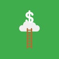 Vector icon concept of wooden ladder, cloud and dollar on red ba