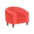 Flat vector icon of cozy armchair with pink upholstery. Soft tub chair for living room. Cushioned furniture Royalty Free Stock Photo