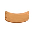 Flat vector icon of curved wooden board with natural texture. Brown signboard with place for text. Element for mobile