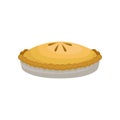 Flat vector icon of delicious homemade apple pie. Tasty dessert for Thanksgiving day. Sweet holiday food