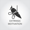 Flat vector icon extrinsic motivation as carrot on a rope