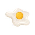 Flat vector icon of fried egg, top view. Traditional breakfast. Food theme. Element for cafe menu or recipe book Royalty Free Stock Photo