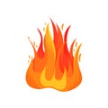 Flat vector icon of hot blazing flame isolated on white background. Bright red-orange fire. Burning campfire Royalty Free Stock Photo