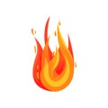 Flat vector icon of hot flame. Bright red-orange fire. Element for mobile game, advertising flyer or poster Royalty Free Stock Photo