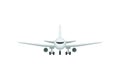 Flat vector icon of passenger airplane, front view. Air transport. Element for web site or promo poster of travel agency Royalty Free Stock Photo