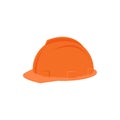 Flat vector icon of plastic orange helmet for construction worker. Protective headgear. Industrial equipment for