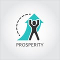 Flat vector icon of prosperity as man lifts arrow