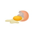 Flat vector icon of raw chicken egg with cracked shell. Organic farm product. Cooking ingredient. Healthy food Royalty Free Stock Photo