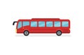 Flat vector icon of red city bus. Motor vehicle for passengers. Urban public transport