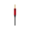 Flat vector icon of red 3.5 mm audio jack. Headphone connector with piece of black cable