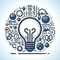 Flat vector icon representing design thinking process using abstract objects and clean design placed over clear background for Royalty Free Stock Photo