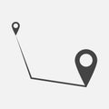 Flat vector icon road. Route from point to point