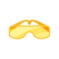 Flat vector icon of safety goggles. Glasses with orange lenses. Protective eyewear for workers. Industrial safety
