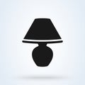Flat vector icon of small bedside lamp. lampshade vector icon