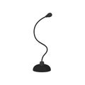 Flat vector icon of small black microphone with flexible leg. Desktop mic used in conference rooms. Sound equipment Royalty Free Stock Photo