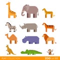 Flat vector icon wild farm domestic animal cartoon