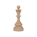 Flat vector icon of wooden chess piece - king. Small figure in beige color. Strategic board game