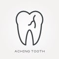 Flat vector icons with aching tooth