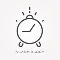 Flat vector icons with alarm clock