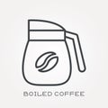 Flat vector icons with boiled coffee Royalty Free Stock Photo