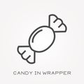 Flat vector icons with candy in wrapper