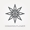 Flat vector icons with cinnamon flower