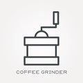 Flat vector icons with coffee grinder Royalty Free Stock Photo