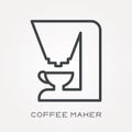 Flat vector icons with coffee maker Royalty Free Stock Photo