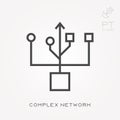 Flat vector icons with complex network Royalty Free Stock Photo