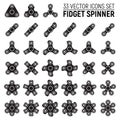 Flat Vector Icons of Different Fidget Spinners