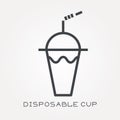 Flat vector icons with disposable cup