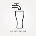 Flat vector icons with draft beer Royalty Free Stock Photo