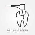 Flat vector icons with drilling teeth