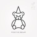 Flat vector icons with festive bear