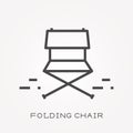 Flat vector icons with folding chair